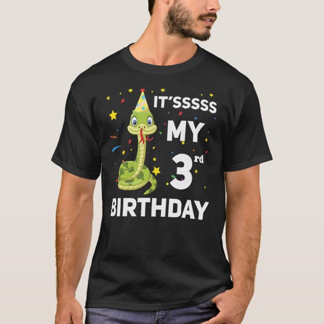 It's My 3rd Birthday Snake Theme Birthday Party T-Shirt (Front)