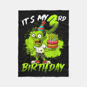 Its My 3rd Birthday Zombie 3 Years Old Happy Hallo Fleece Blanket