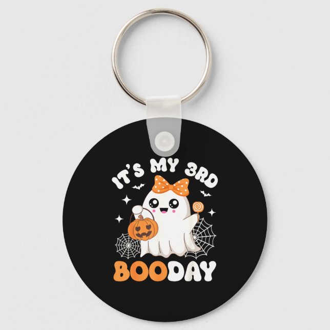 Its My 3rd Boo Day, Funny Halloween Ghost 3rd Birt Key Ring (Front)