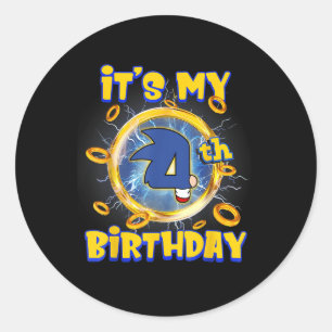 Its My 4th Birthday Boy Family Matching Party Funn Classic Round Sticker