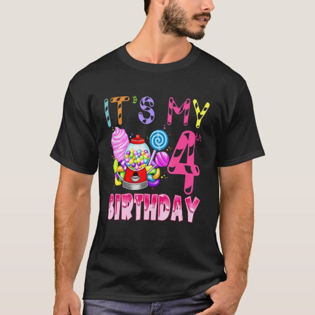 Its My 4th Birthday Candy Candyland Birthday Girl  T-Shirt (Front)