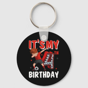 It's My 4th Birthday Dabbing 4 Year Old Soccer Pla Key Ring