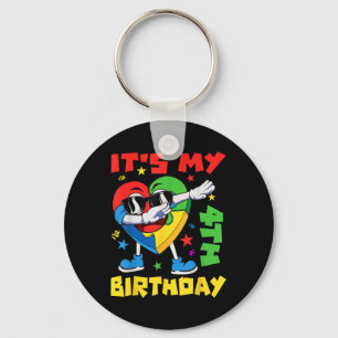 Its My 4th Birthday Dabbing Puzzle Pieces Autism A Key Ring