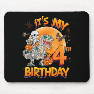 Its My 4th Birthday Dinosaur Skeleton Mummy Hallow Mouse Mat