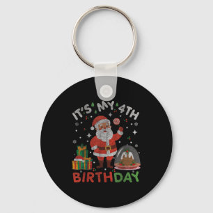 Its My 4th Birthday-funny Christmas Santa 4th Bday Key Ring