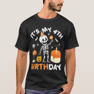 Its My 4th Birthday-funny Halloween Skeleton 4th B T-Shirt