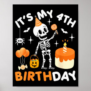It's My 4th Birthday-funny Halloween Skeleton 4th Poster