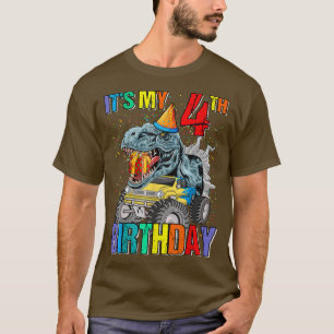 It's My 4th Birthday Monster Truck Dinosaur Boys A T-Shirt