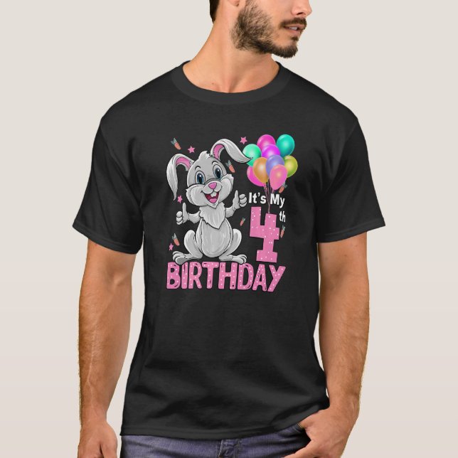 It's My 4th Birthday Rabbit 4th Birthday 4 Years O T-Shirt (Front)