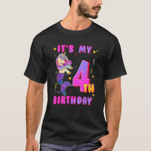 It's My 4th Birthday Unicorn Mermaid 4 Years Old M T-Shirt
