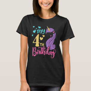 Its My 4th Birthday Unicorn Outfits For Toddler Gi T-Shirt