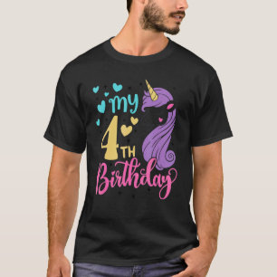 Its My 4th Birthday Unicorn Outfits For Toddler Gi T-Shirt