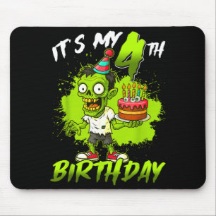 Its My 4th Birthday Zombie 4 Years Old Happy Hallo Mouse Mat