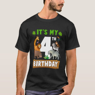 It's My 4th Birthday Zoo Jungle Safari 4 Years Old T-Shirt