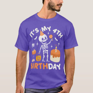 Its My 4th BirthdayFunny Halloween Skeleton 4th Bd T-Shirt