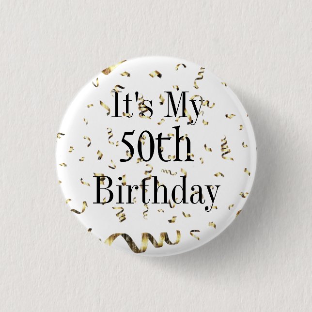 It's My 50th Birthday Glitter Confetti Celebration 3 Cm Round Badge (Front)