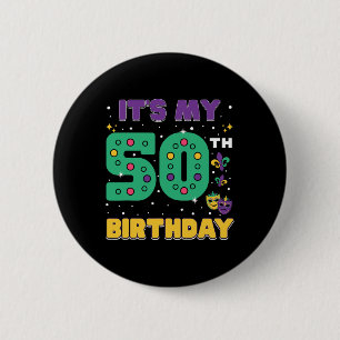 It's My 50th Birthday Mardi Gras 50 Year Old Mask 6 Cm Round Badge