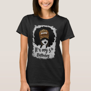 It's My 5th Birthday 5 Years Old Leopard Melanin G T-Shirt