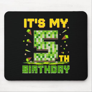 Its My 5th Birthday Boy 5 Year Old Birthday Pixel  Mouse Mat