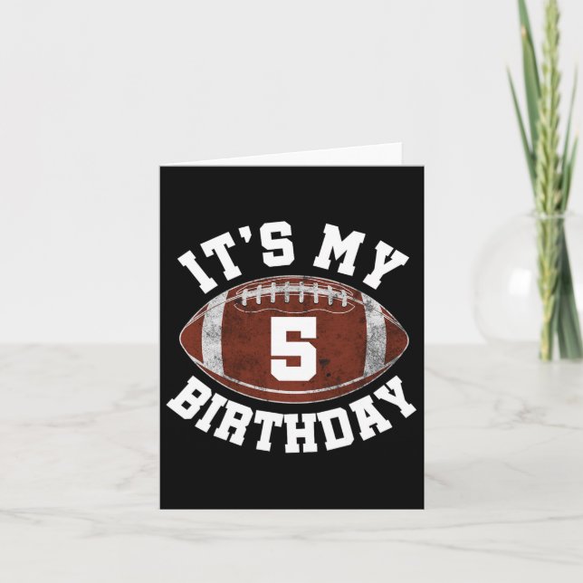 It's My 5th Birthday Boy 5 Year Old Football Playe Card (Front)