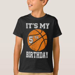 It's My 5th Birthday Boy Basketball 5 Year Old T-Shirt
