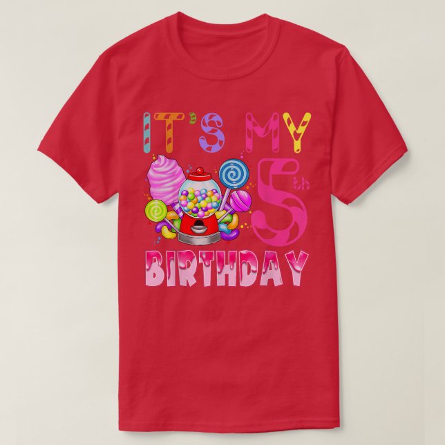 Its My 5th Birthday Candy Candyland Birthday Girl  T-Shirt (Design Front)
