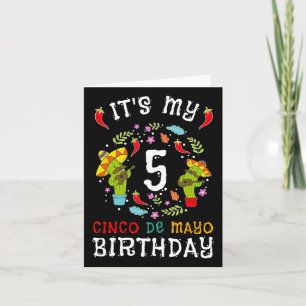 It's My 5th Birthday Cinco De Mayo Moustache Kids  Card