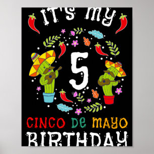 It's My 5th Birthday Cinco De Mayo Moustache Kids Poster
