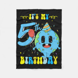 Its My 5th Birthday Earth Day Kids  Fleece Blanket