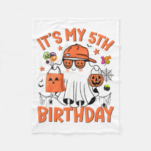 Its My 5th Birthday Funny Halloween Boo Ghost 5th Fleece Blanket