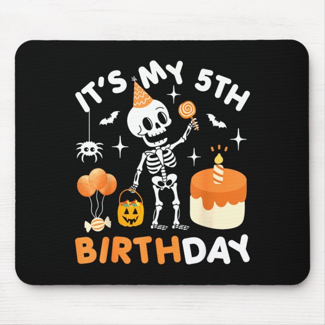 Its My 5th Birthday-funny Halloween Skeleton 5th B Mouse Mat (Front)