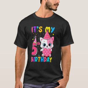 It's My 5th Birthday Girl  Cat Birthday 5 Year Old T-Shirt