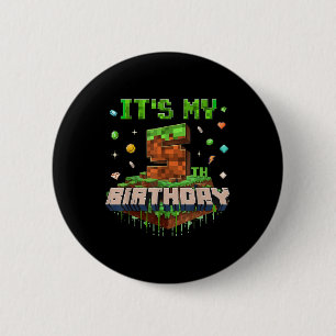 Its My 5th Birthday Kids Gaming Pixel Number 5 Yea 6 Cm Round Badge
