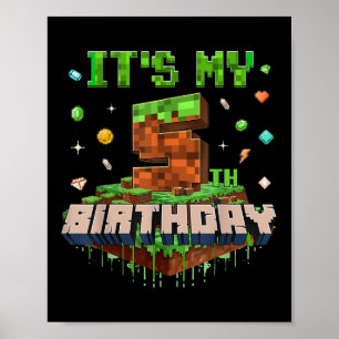 Its My 5th Birthday Kids Gaming Pixel Number 5 Yea Poster