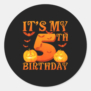 Its My 5th Birthday Pumpkins 5 Years Old Halloween Classic Round Sticker