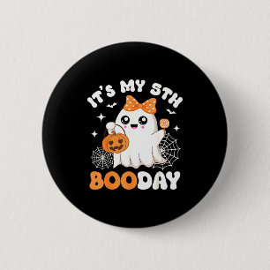 Its My 5th Boo Day, Funny Halloween Ghost 5th Birt 6 Cm Round Badge