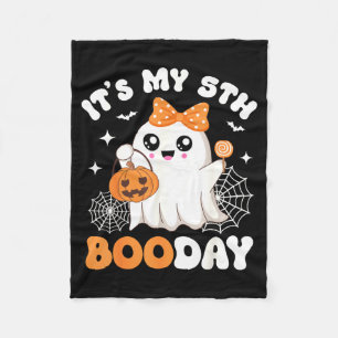 Its My 5th Boo Day, Funny Halloween Ghost 5th Birt Fleece Blanket