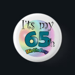 It's my 65th Birthday 3 Cm Round Badge<br><div class="desc">blue it's my 65th birthday button</div>