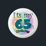 It's my 65th Birthday 3 Cm Round Badge<br><div class="desc">blue it's my 65th birthday button</div>