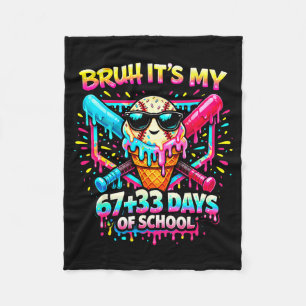 Its My 67+33 Days Of School Baseball Ice Cream Dri Fleece Blanket