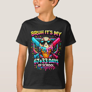 Its My 67+33 Days Of School Baseball Ice Cream Dri T-Shirt