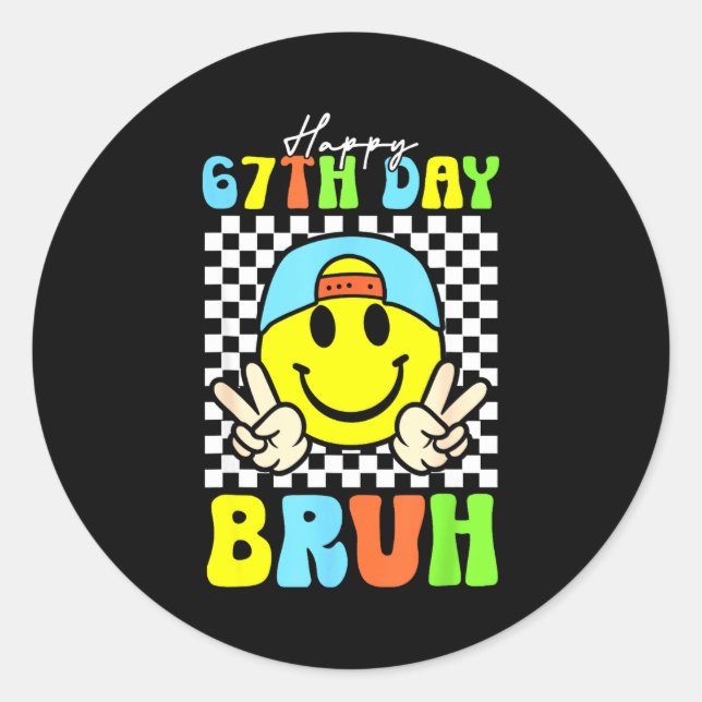 It's My 67th Day Of School Bruh Six Seven Meme Boy Classic Round Sticker (Front)