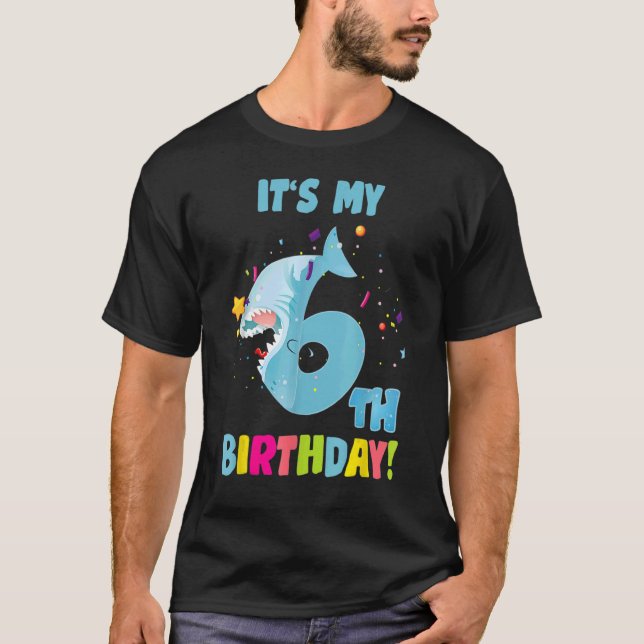 It's My 6 Year Old 6th Shark Party Birthday Baby 2 T-Shirt (Front)