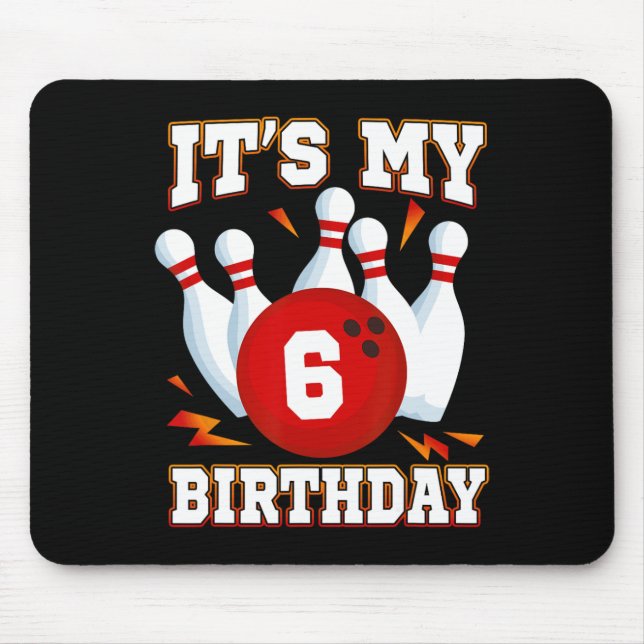 It's My 6th Birthday Bowling Theme 6 Years Old Par Mouse Mat (Front)