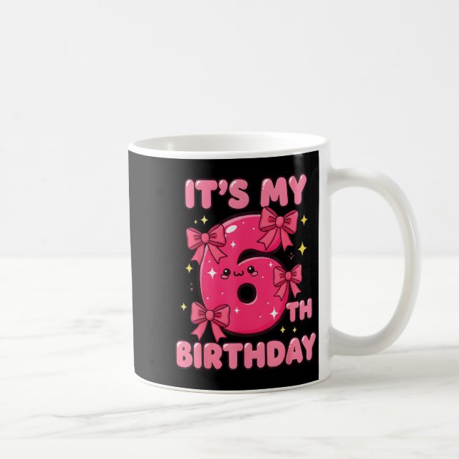 It's My 6th Birthday Coquette Bow Girl Cute 6 Year Coffee Mug (Right)