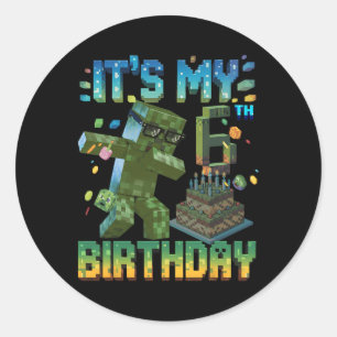 It's My 6th Birthday Gamer Pixel Number Birthday B Classic Round Sticker