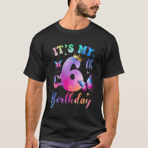 Its My 6th Birthday Girls Butterfly Theme Party 6 T-Shirt