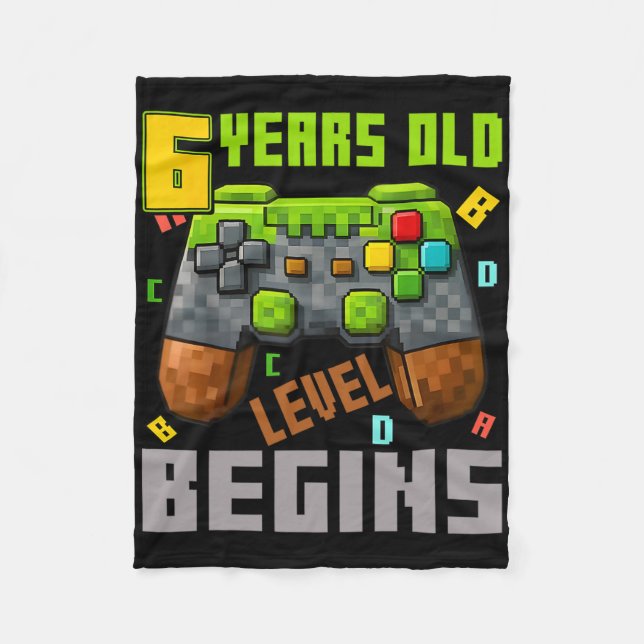 It's My 6th Birthday Pixel Gaming Controller 6 Yea Fleece Blanket (Front)