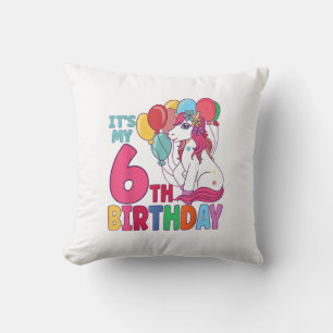 It's My 6th Birthday Unicorn Boys Girls Kids Birth Cushion
