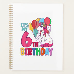 It's My 6th Birthday Unicorn Boys Girls Kids Birth Planner